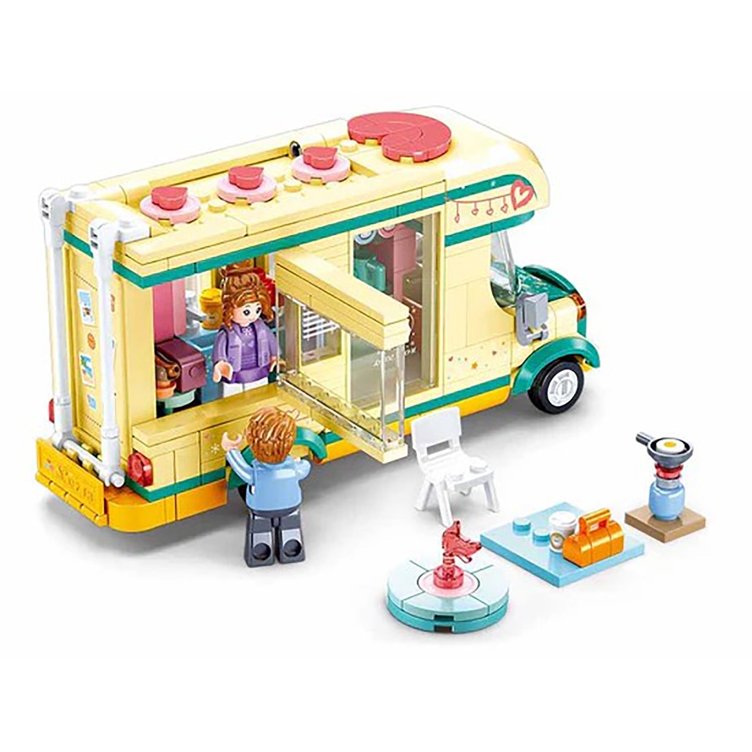 Sluban - Ensemble de Blocs de Construction Camping-Car d'été avec 2 Figurines, 314 Pièces - Simple Boutique