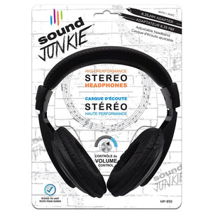 SoundJUNKIE - Casque d'écoute Stéréo Filaire avec Contrôle du Volume, Noir - Simple Boutique