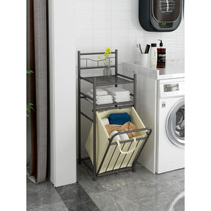 StarNight - Meuble de Rangement pour Salle de Bain en Métal avec Panier à Linge - Simple Boutique