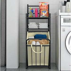 StarNight - Meuble de Rangement pour Salle de Bain en Métal avec Panier à Linge - Simple Boutique
