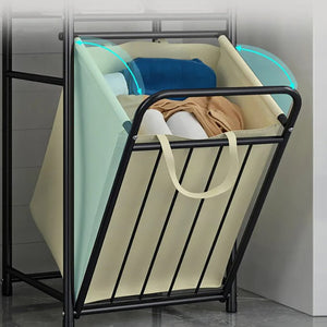 StarNight - Meuble de Rangement pour Salle de Bain en Métal avec Panier à Linge - Simple Boutique