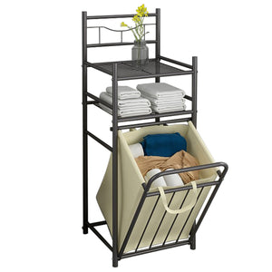StarNight - Meuble de Rangement pour Salle de Bain en Métal avec Panier à Linge - Simple Boutique