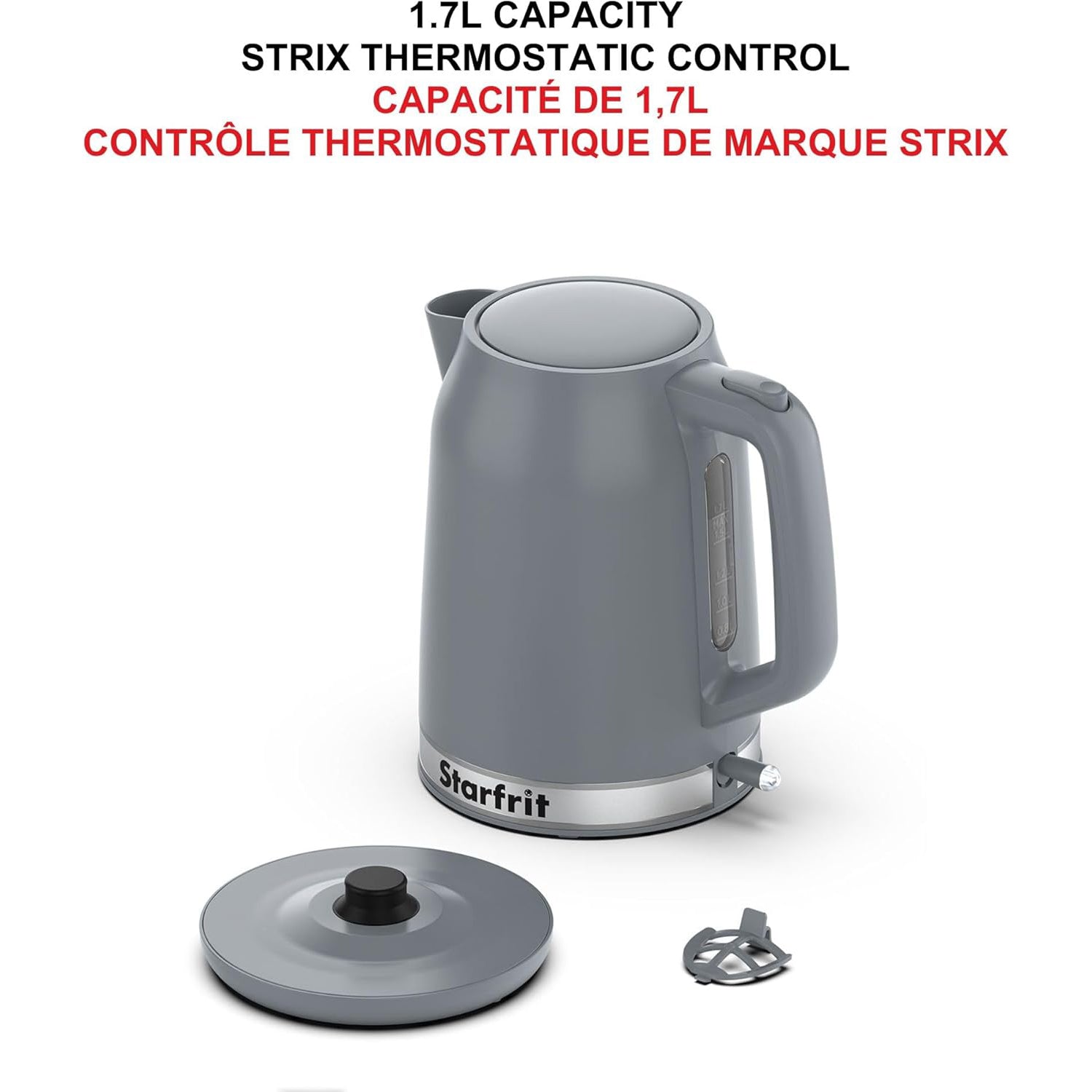 Starfrit - Bouilloire Électrique, Capacité de 1.7 Litre, 1500 Watts, Gris - Simple Boutique