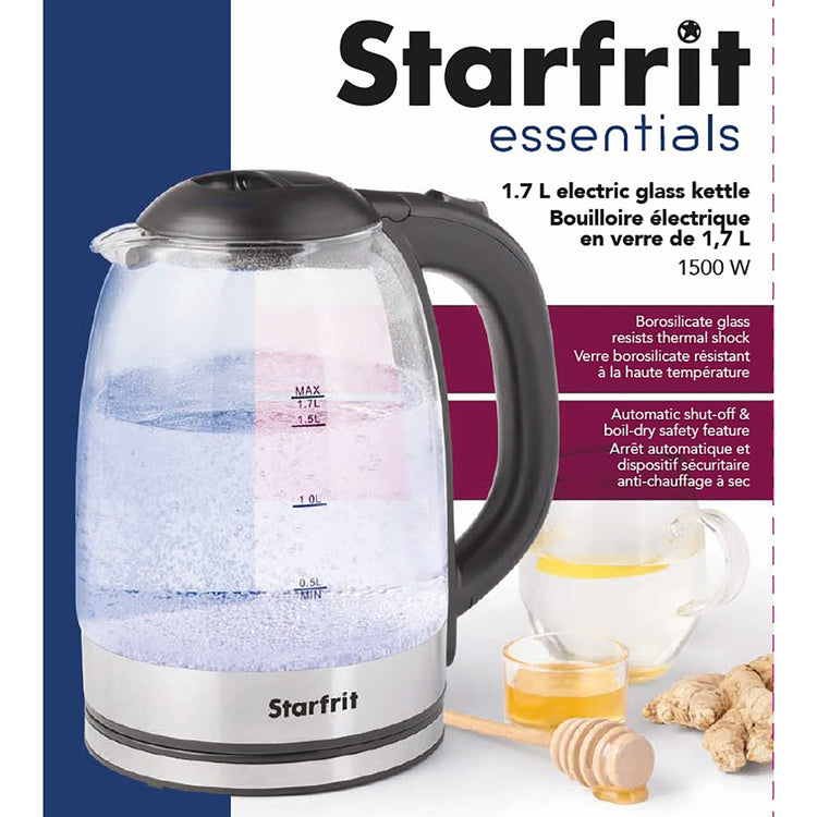 Starfrit - Bouilloire Électrique en Verre, Capacité de 1.7 Litre, 1500 Watts - Simple Boutique
