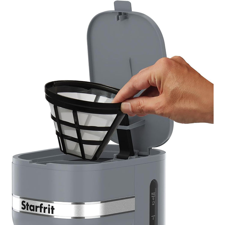 Starfrit - Cafetière 10 Tasses, Fonction Maintien au Chaud, 900 Watts, Gris - Simple Boutique