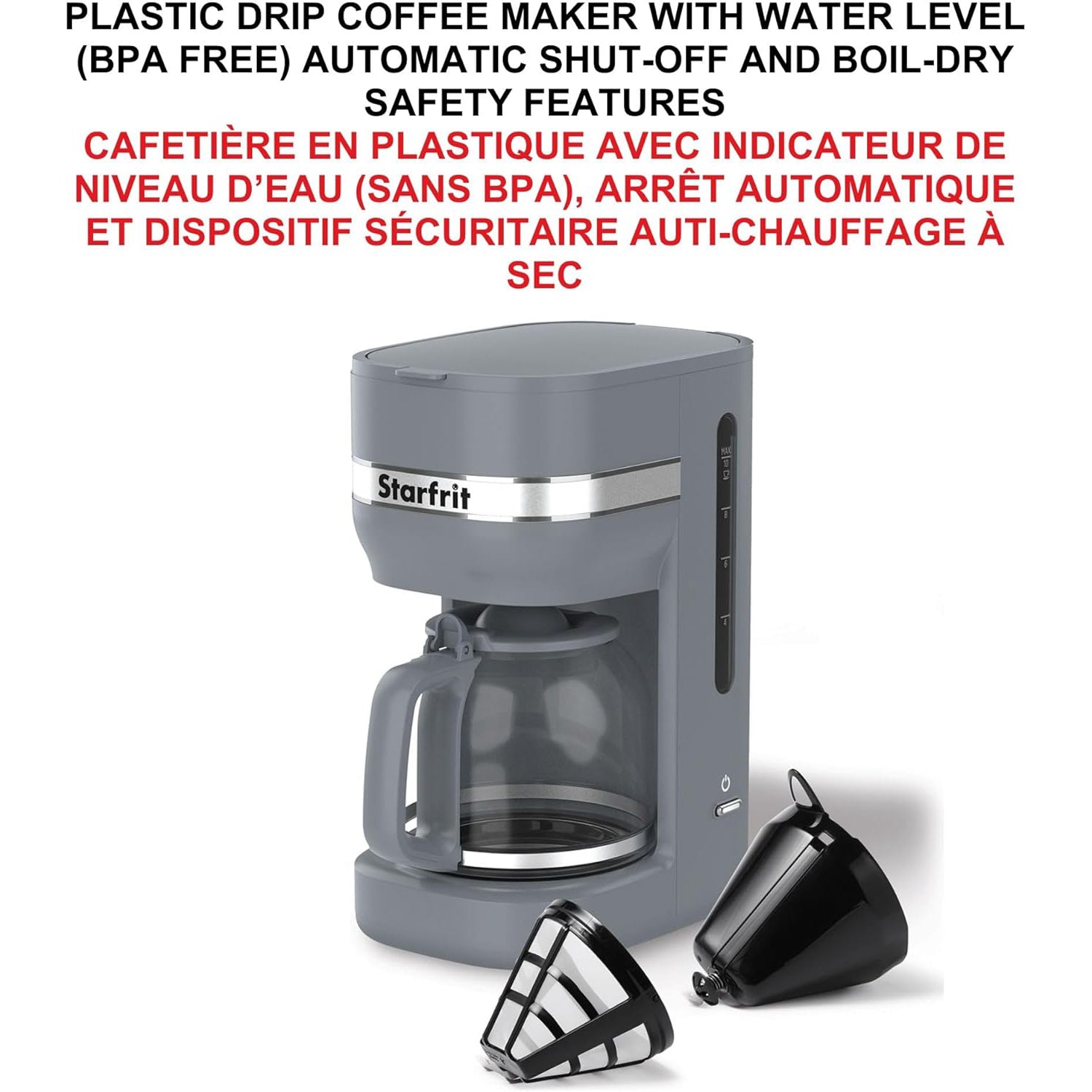 Starfrit - Cafetière 10 Tasses, Fonction Maintien au Chaud, 900 Watts, Gris - Simple Boutique