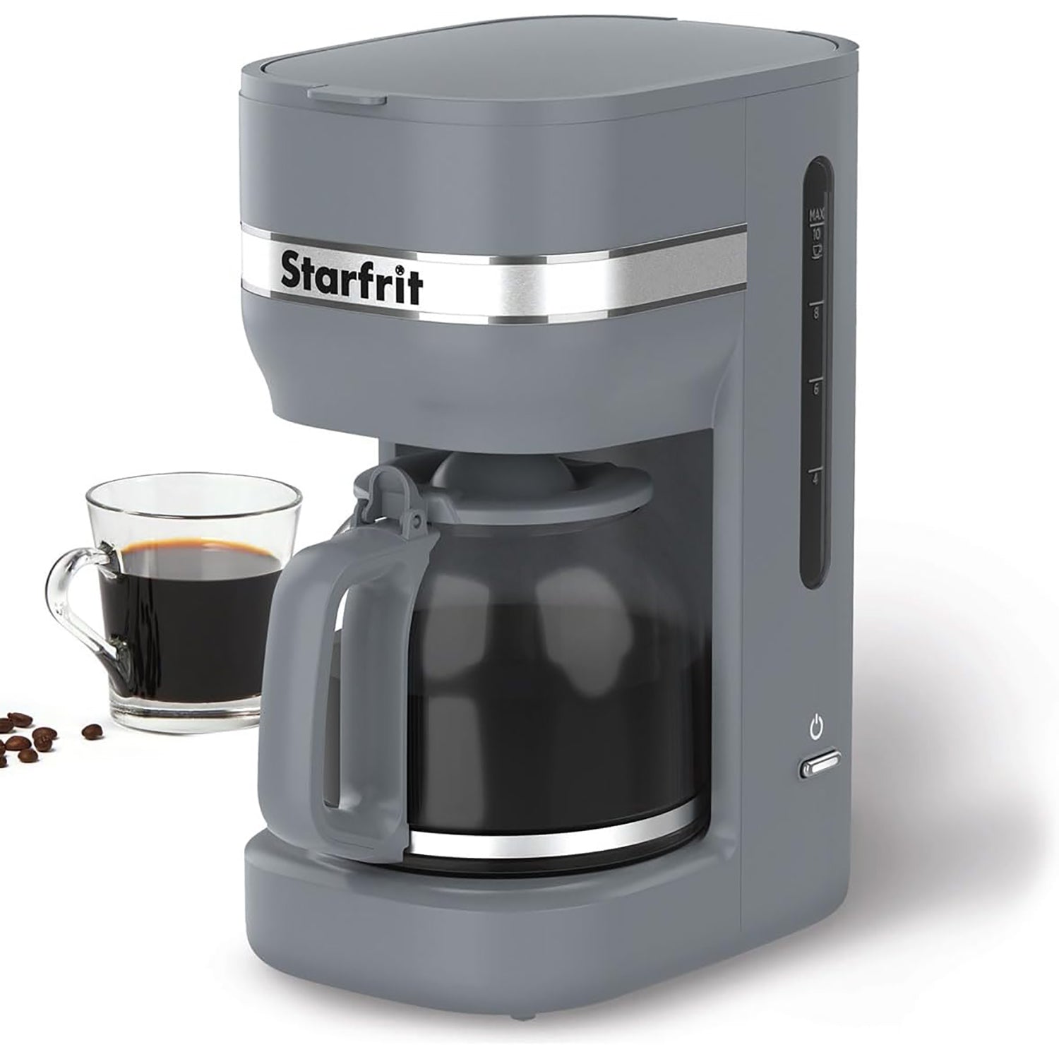 Starfrit - Cafetière 10 Tasses, Fonction Maintien au Chaud, 900 Watts, Gris - Simple Boutique