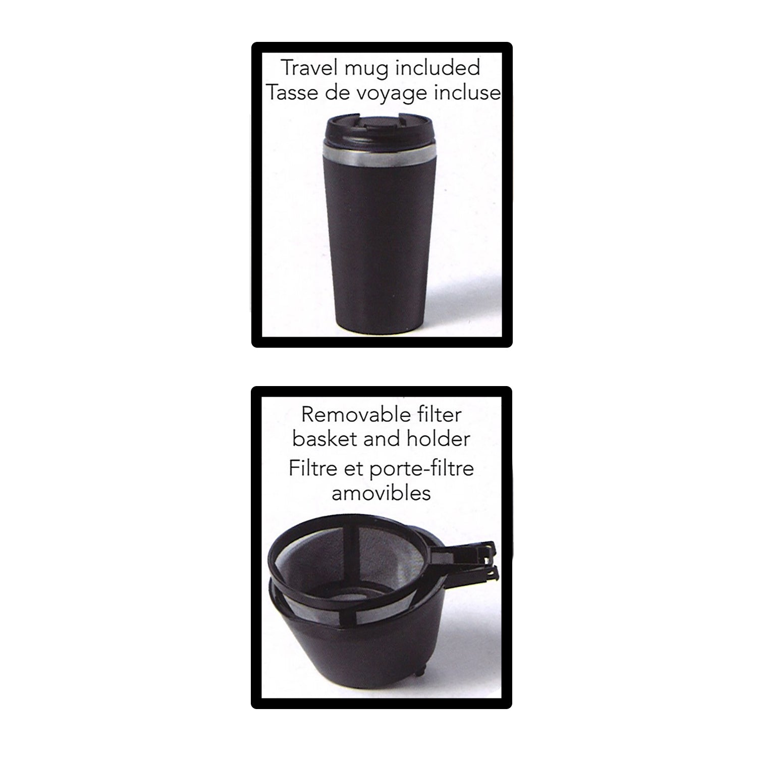 Starfrit - Cafetière à Portion Individuel, Filtre Amovible, Tasse de Voyage Incluse, Noir - Simple Boutique