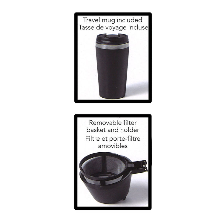 Starfrit - Cafetière à Portion Individuel, Filtre Amovible, Tasse de Voyage Incluse, Noir - Simple Boutique