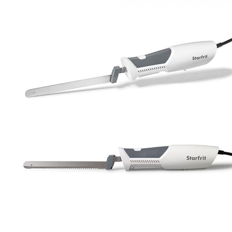 Starfrit - Couteau Électrique avec Lames Décalées en Acier Inoxydable, Blanc