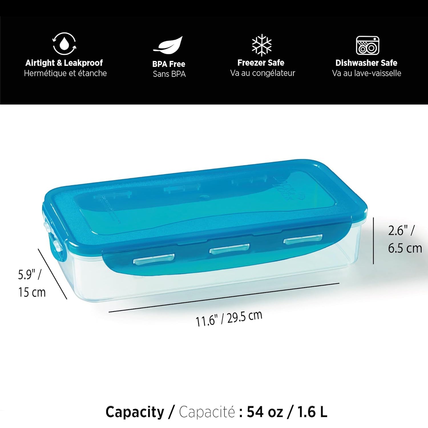 Starfrit - Ensemble de 2 Contenants pour Bacon LocknLock, Capacité de 1.6 Litre, Bleu - Simple Boutique