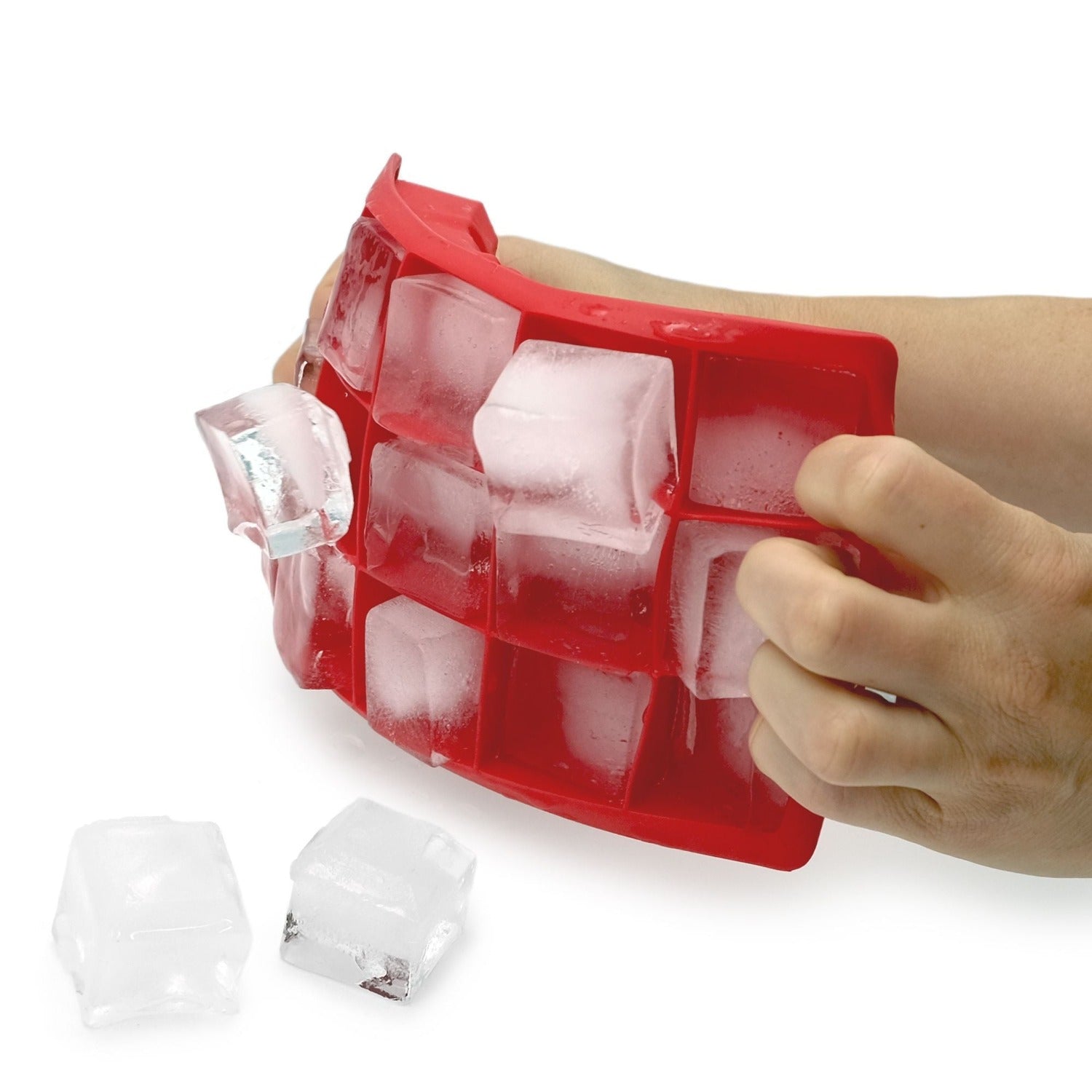 Starfrit - Ensemble de 2 Moules à Glaçon en Silicone Souple, Capacité de 15 Cubes, Rouge - Simple Boutique