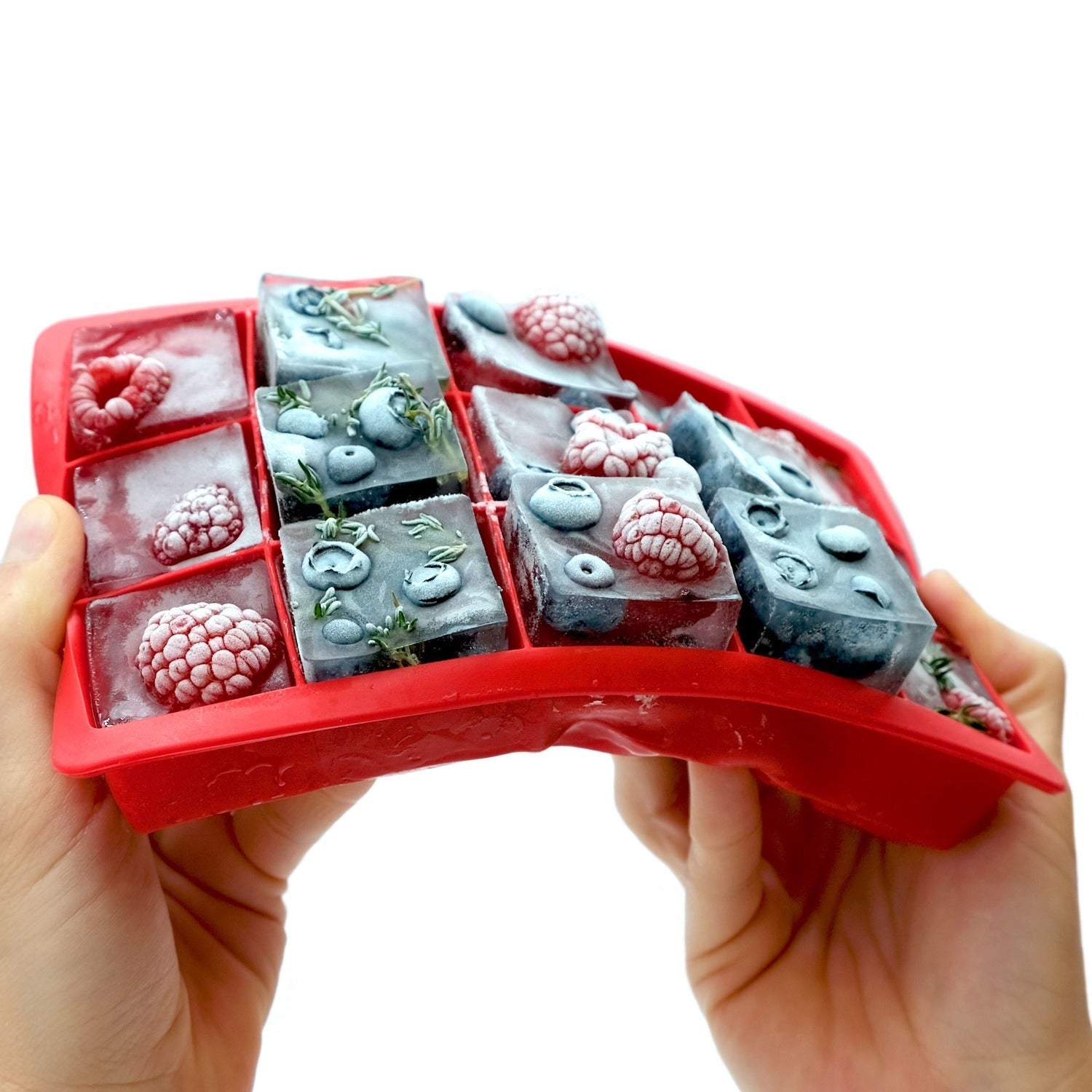 Starfrit - Ensemble de 2 Moules à Glaçon en Silicone Souple, Capacité de 15 Cubes, Rouge - Simple Boutique