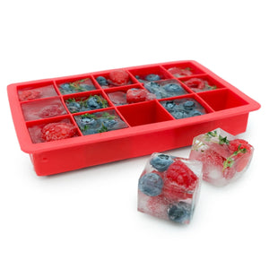 Starfrit - Ensemble de 2 Moules à Glaçon en Silicone Souple, Capacité de 15 Cubes, Rouge - Simple Boutique