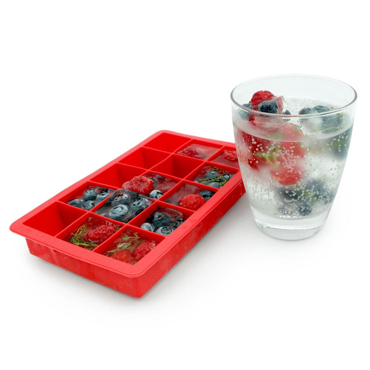 Starfrit - Ensemble de 2 Moules à Glaçon en Silicone Souple, Capacité de 15 Cubes, Rouge - Simple Boutique