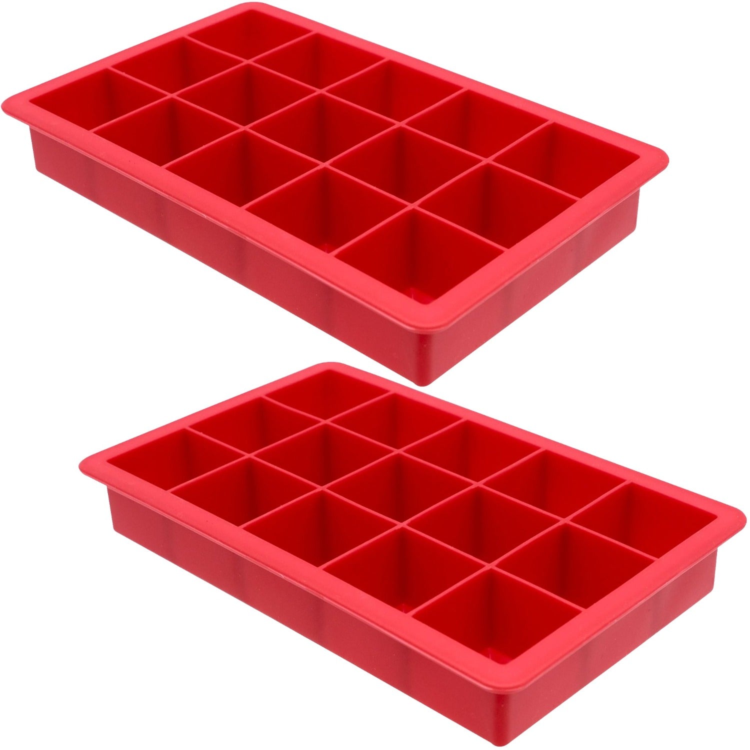 Starfrit - Ensemble de 2 Moules à Glaçon en Silicone Souple, Capacité de 15 Cubes, Rouge - Simple Boutique