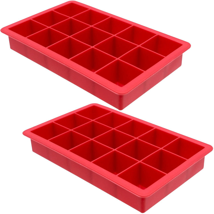 Starfrit - Ensemble de 2 Moules à Glaçon en Silicone Souple, Capacité de 15 Cubes, Rouge - Simple Boutique