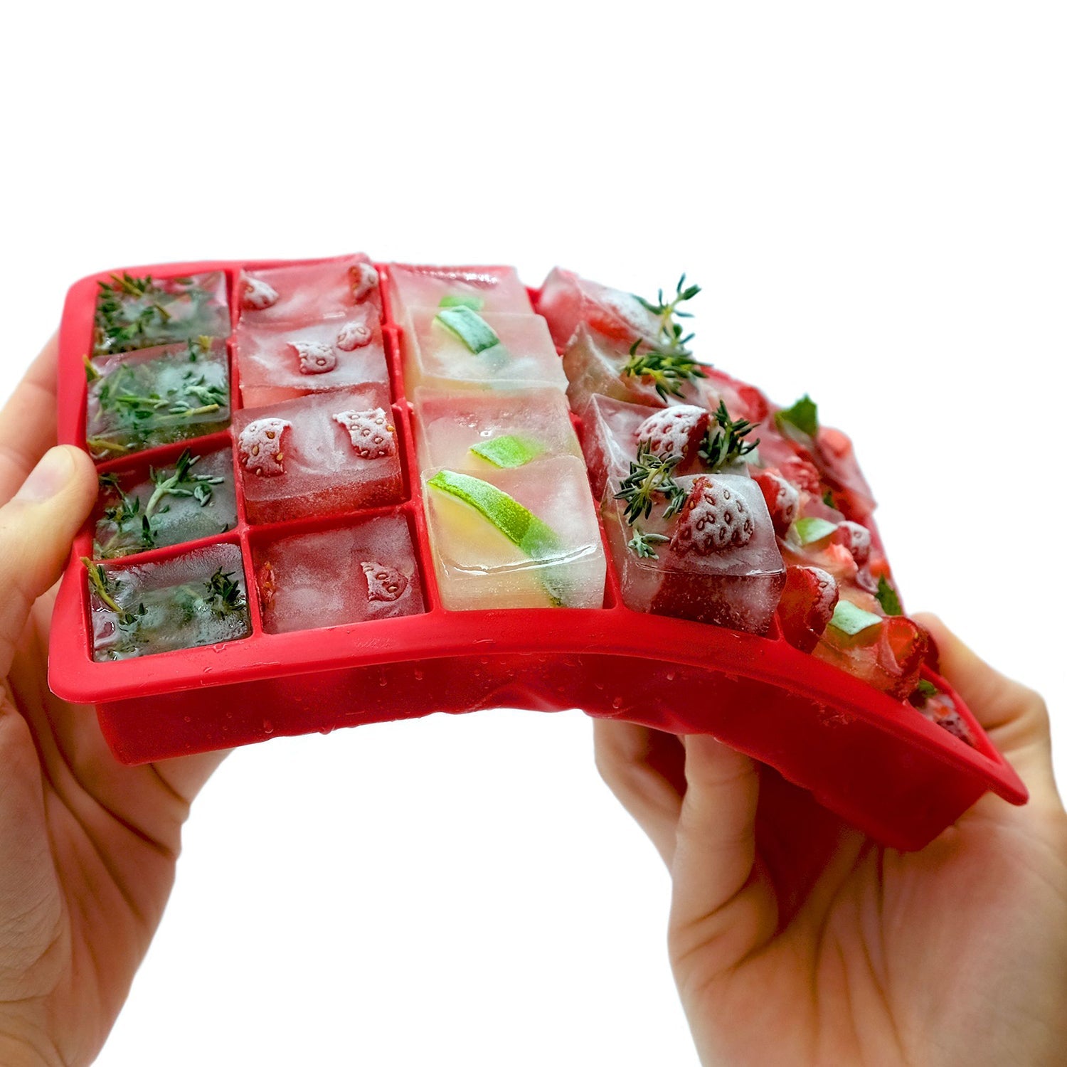 Starfrit - Ensemble de 2 Moules à Glaçon en Silicone Souple, Capacité de 24 Cubes, Rouge - Simple Boutique