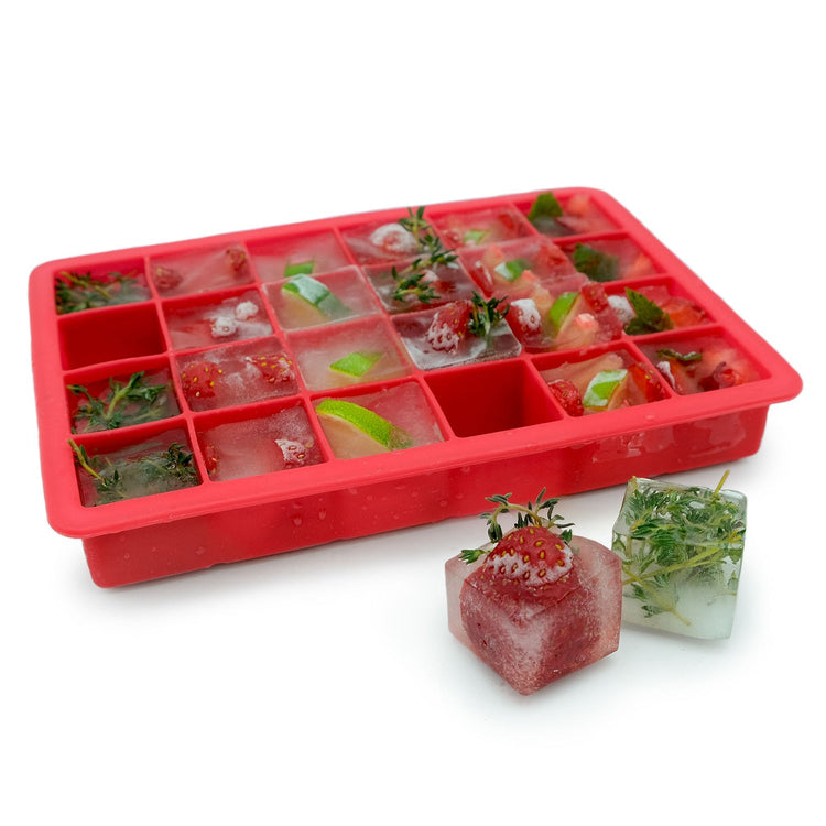 Starfrit - Ensemble de 2 Moules à Glaçon en Silicone Souple, Capacité de 24 Cubes, Rouge - Simple Boutique