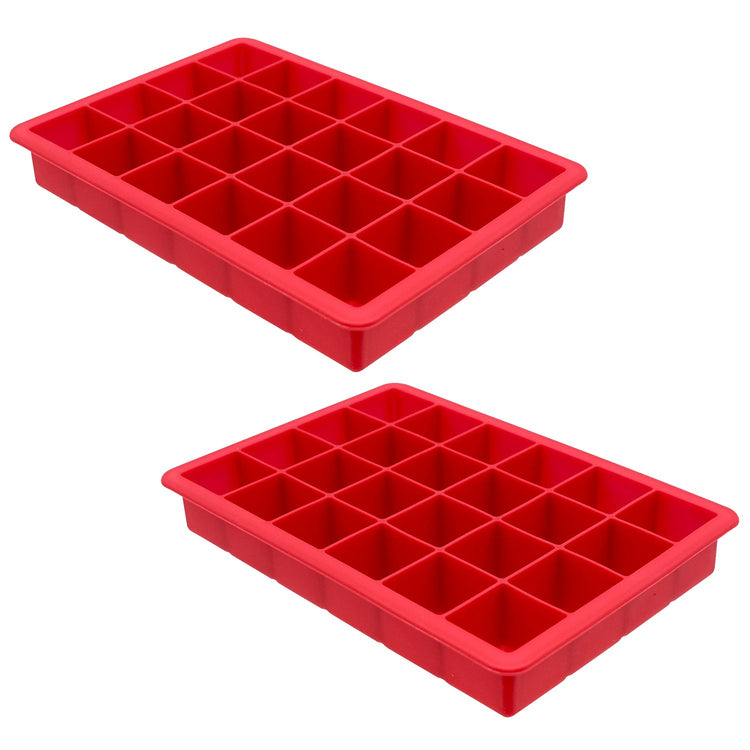 Starfrit - Ensemble de 2 Moules à Glaçon en Silicone Souple, Capacité de 24 Cubes, Rouge - Simple Boutique