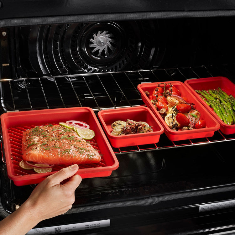Starfrit - Ensemble de 2 Plats de Cuisson en Silicone Souple, Va au Lave-Vaiselle, Rouge - Simple Boutique