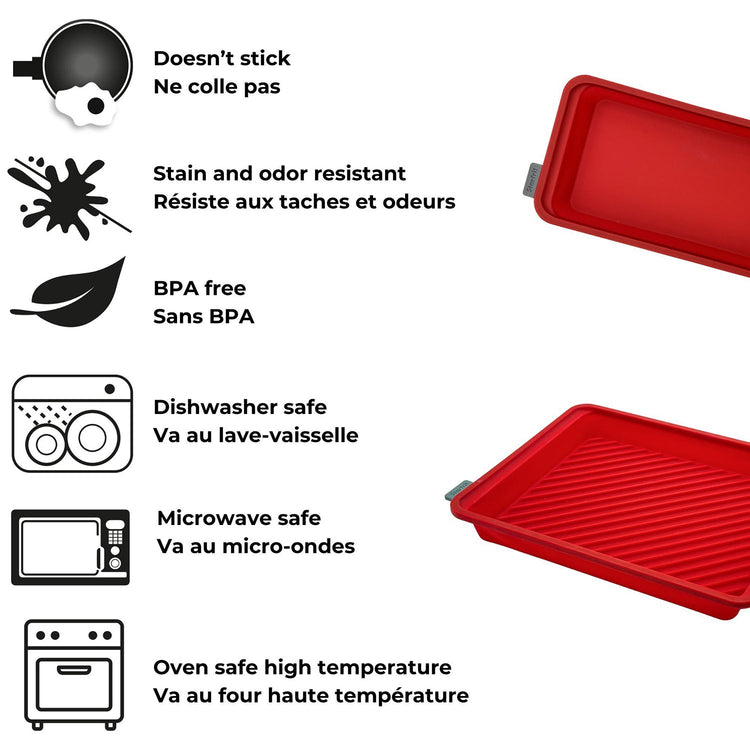 Starfrit - Ensemble de 2 Plats de Cuisson en Silicone Souple, Va au Lave-Vaiselle, Rouge - Simple Boutique