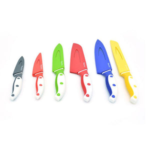 Starfrit - Ensemble de 6 Couteaux de Cuisine avec Étui Proctecteur, Lame en Acier Inoxydable au Carbone - Simple Boutique