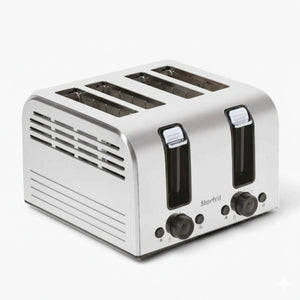 Starfrit Essentials – Grille-pain 4 Tranches, 1500 W, Fentes Auto-ajustables, Fonctions Décongeler / Réchauffer / Annuler - Simple Boutique