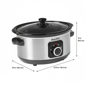 Starfrit Essentials – Mijoteuse Manuelle 3,5 QT (3,3 L) – Cuve en Céramique Amovible, Couvercle en Verre Trempé, 200 W - Simple Boutique