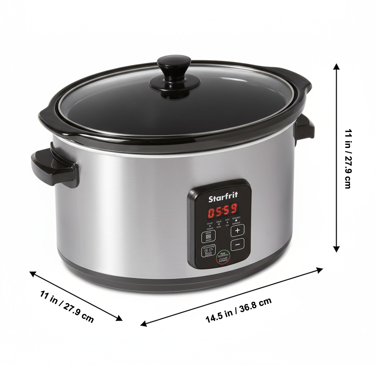 Starfrit Essentials – Mijoteuse Numérique Programmable 6,5 QT (6,1 L) – Céramique Amovible, 320 W, Acier Inoxydable - Simple Boutique