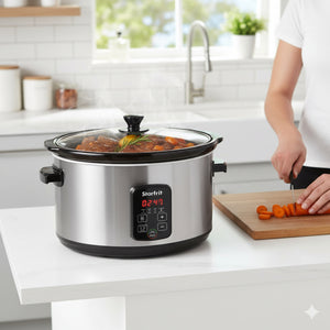 Starfrit Essentials – Mijoteuse Numérique Programmable 6,5 QT (6,1 L) – Céramique Amovible, 320 W, Acier Inoxydable - Simple Boutique