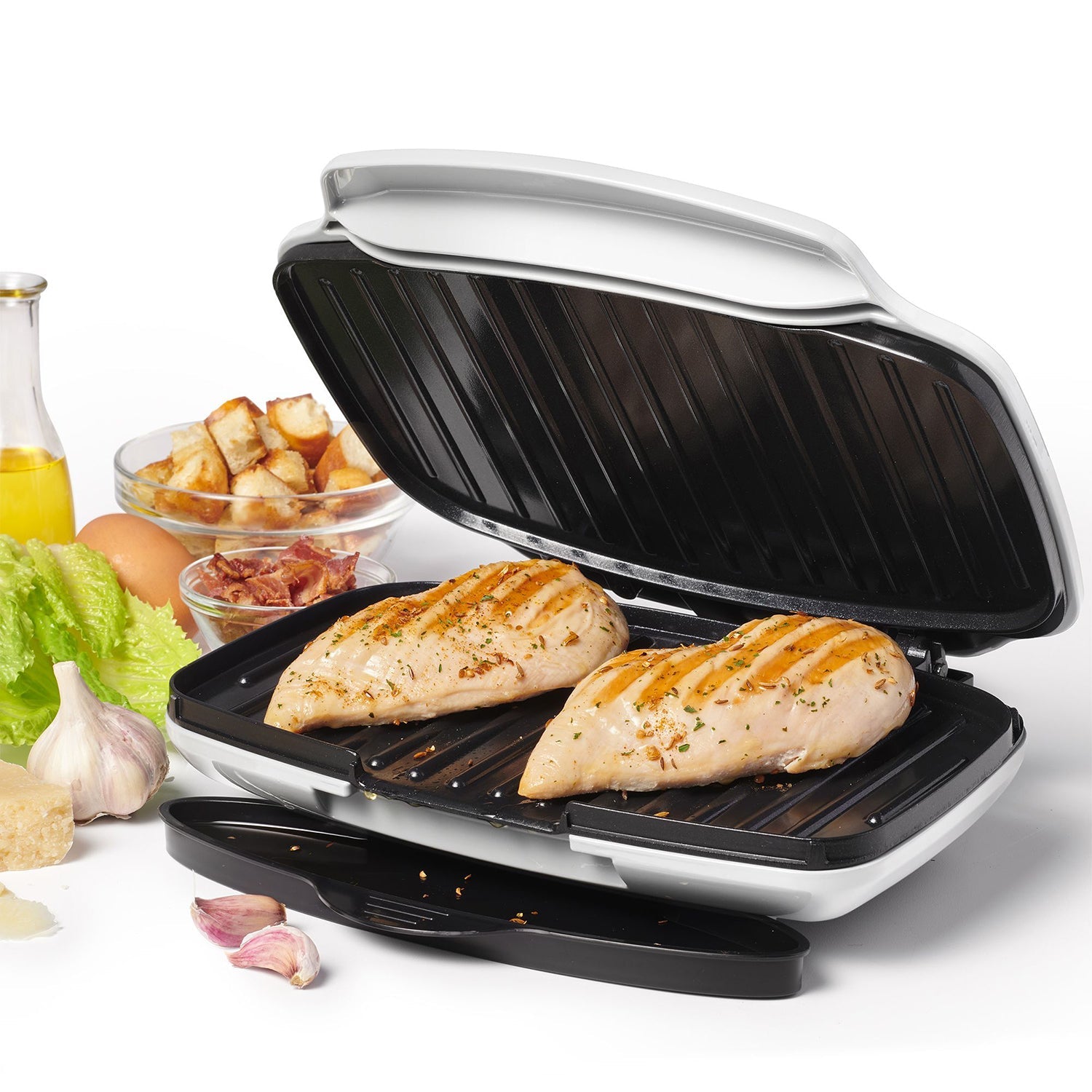 Starfrit - Gril et Presse à Panini avec Surface de Cuisson en Céramique Antiadhésive, 1000 Watts, Blanc - Simple Boutique