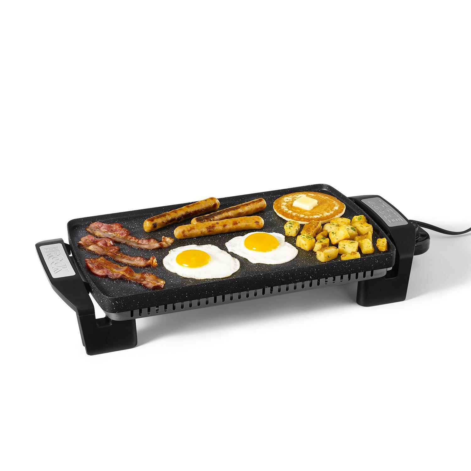 Starfrit - Grill de Cuisson Électrique The Rock Avec Plaque Réversible, 1500 Watts, Noir - Simple Boutique