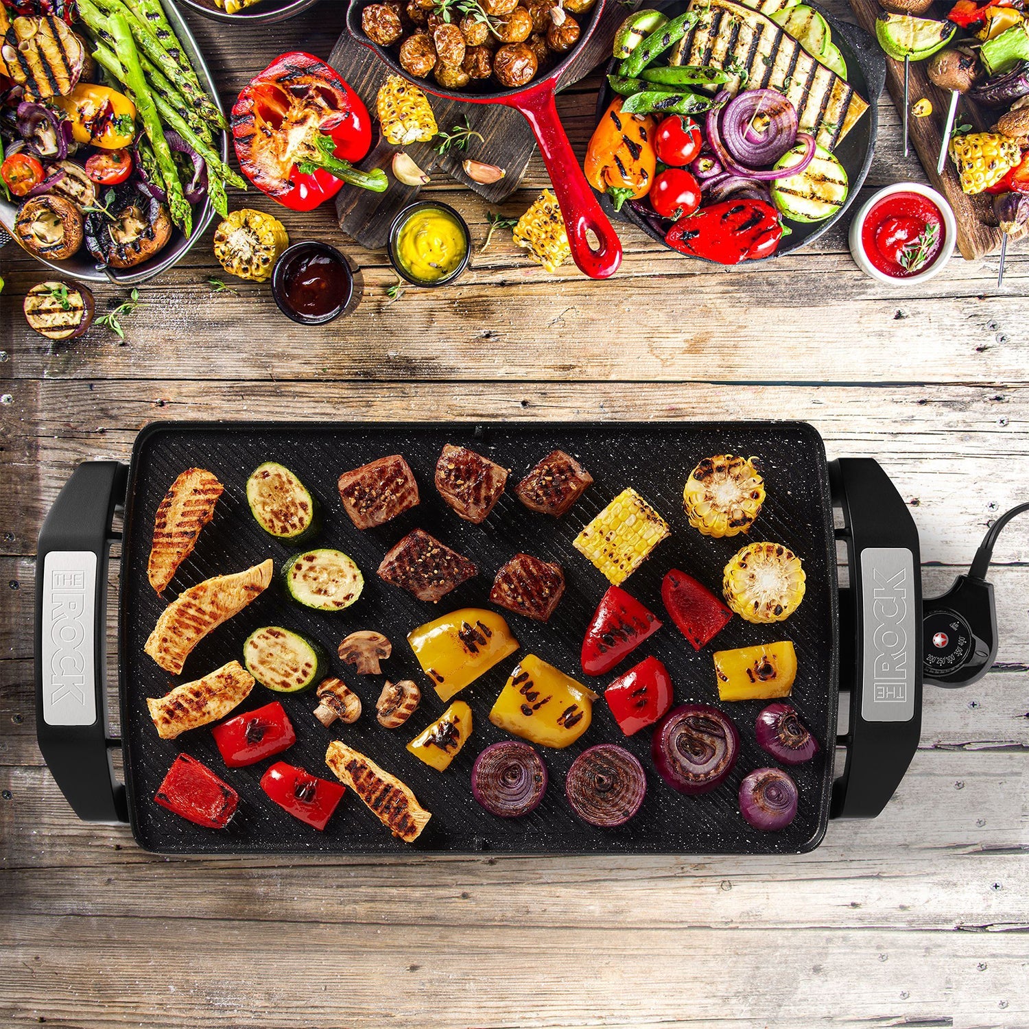 Starfrit - Grill de Cuisson Électrique The Rock Avec Plaque Réversible, 1500 Watts, Noir - Simple Boutique