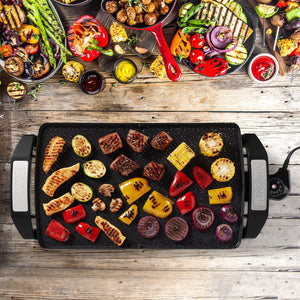 Starfrit - Grill de Cuisson Électrique The Rock Avec Plaque Réversible, 1500 Watts, Noir - Simple Boutique