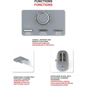 Starfrit - Grille-Pain 2 Tranches, 7 Niveaux de Brunissage, 850 Watts, Gris - Simple Boutique