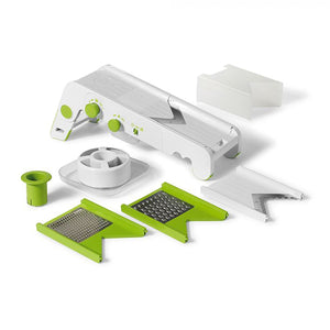 Starfrit - Mandoline PRO à Cubes, 4 Lames et Râpes Interchangeables, Pieds Antidérapants, Vert - Simple Boutique