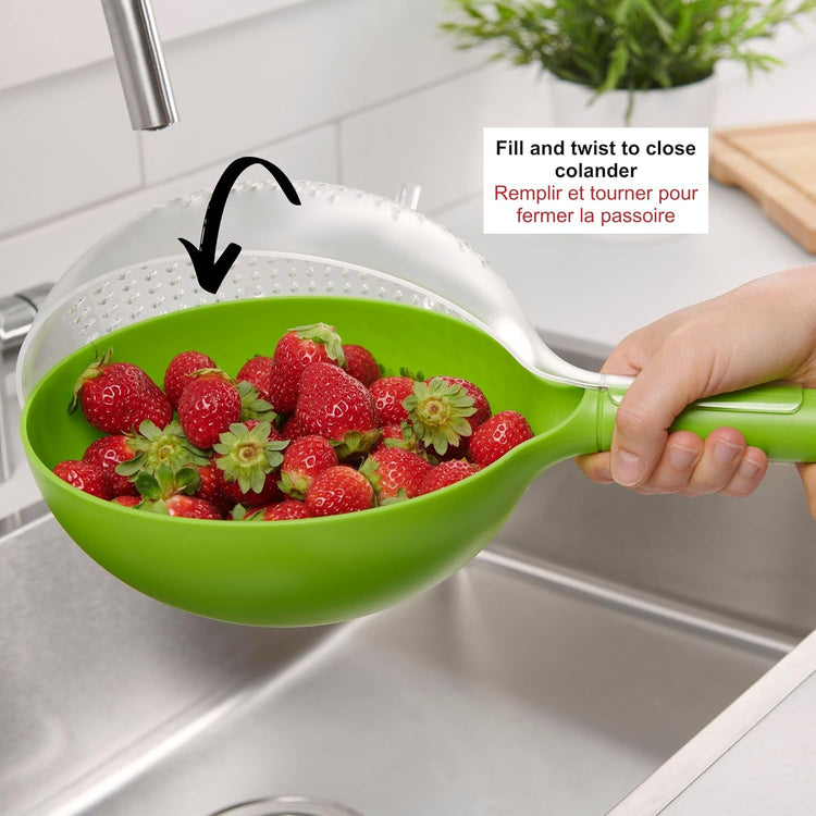 Starfrit - Passoire Globe avec Vidange Facile, Capacité de 3 Tasses, Lavable au Lave-Vaiselle, Vert - Simple Boutique