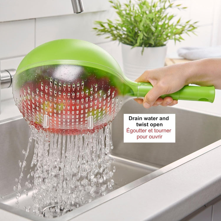 Starfrit - Passoire Globe avec Vidange Facile, Capacité de 3 Tasses, Lavable au Lave-Vaiselle, Vert - Simple Boutique