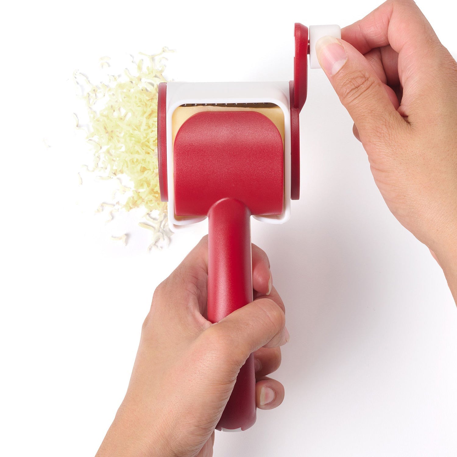 Starfrit - Râpe à Fromage Rotative, Baril en Acier Inoxydable, Va au Lave-Vaiselle, Rouge - Simple Boutique