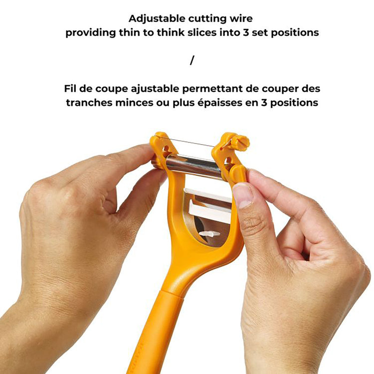 Starfrit - Tranche-Fromage Ajustable 2 en 1, Plaque en Acier Inoxydable, Va au Lave-Vaiselle, Orange - Simple Boutique