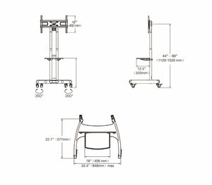 Support TV Portatif Sur Roulettes Ajustable En Hauteur LED PLASMA LCD 32" À 65" - Simple Boutique