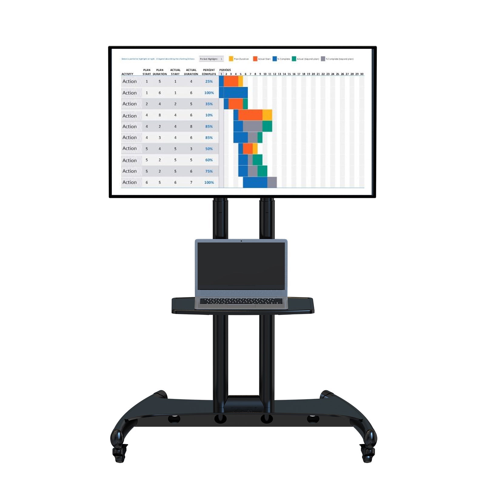 Support TV Portatif Sur Roulettes Ajustable En Hauteur LED PLASMA LCD 32" À 65" - Simple Boutique