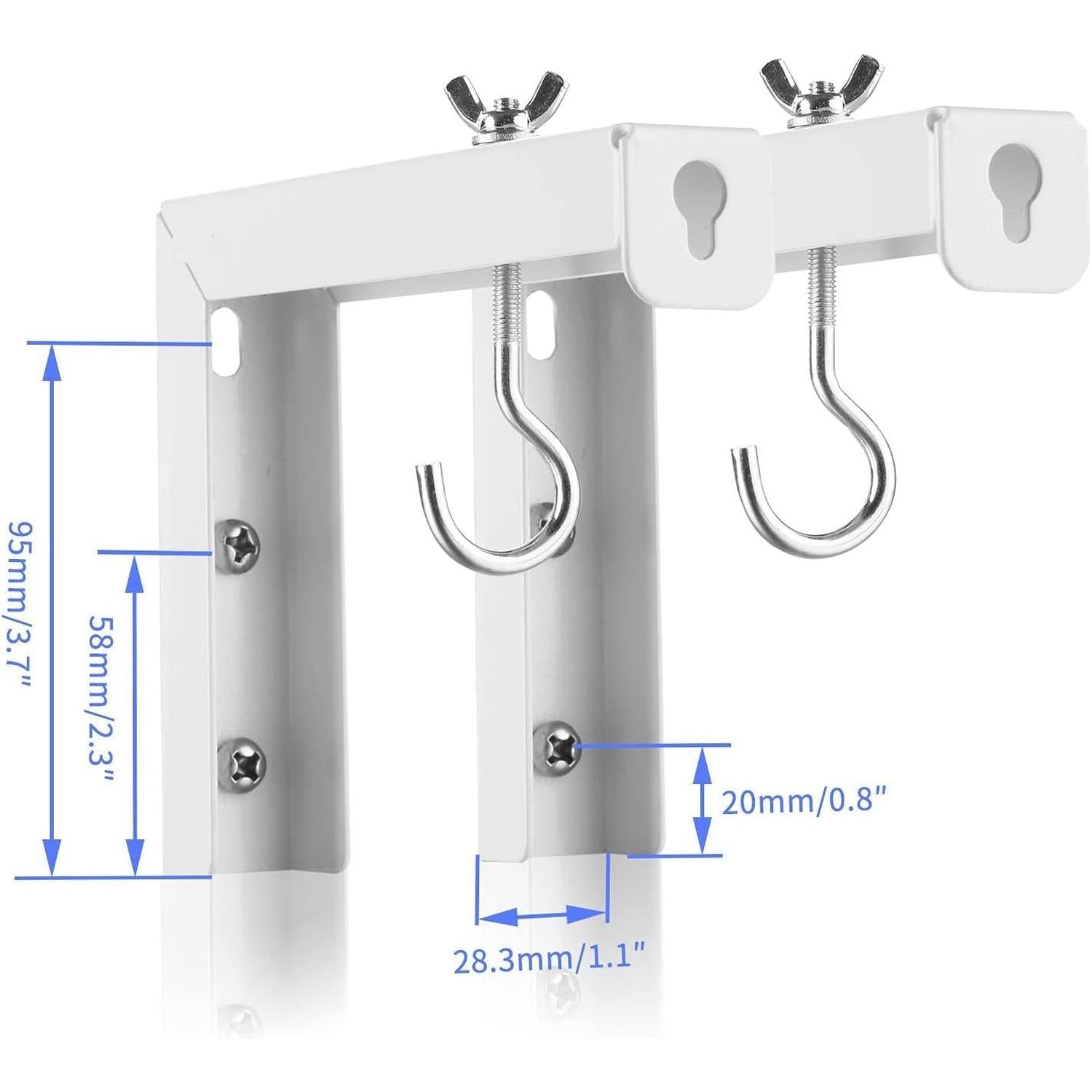 Supports Muraux Universels en L pour Écran de Projecteur – Paire de 6" Ajustables, Capacité 30 kg, Acier Robuste, Blanc - Simple Boutique