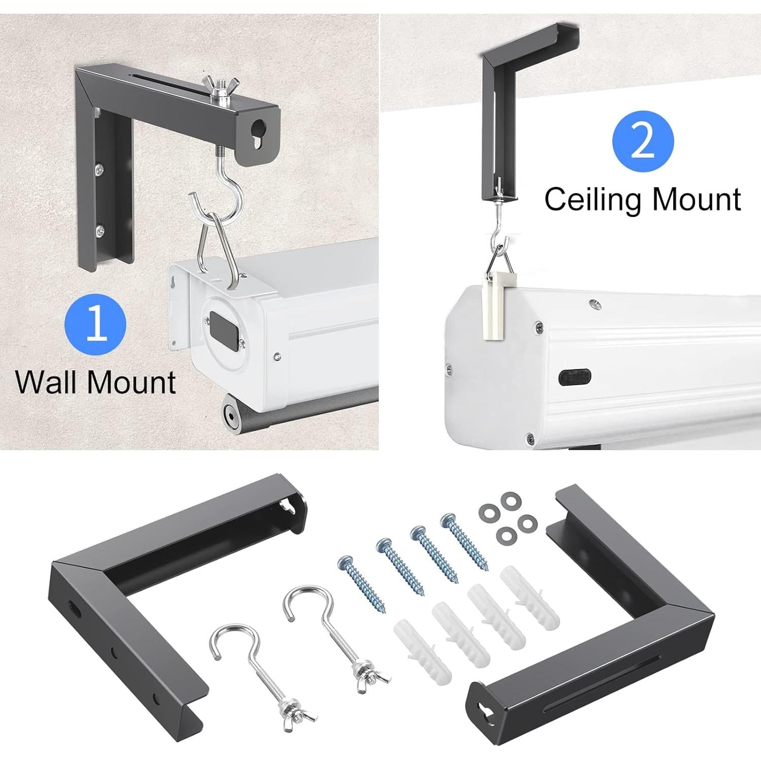 Supports Muraux Universels en L pour Écran de Projecteur – Paire de 6" Ajustables, Capacité 30 kg, Acier Robuste, Noir - Simple Boutique