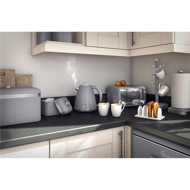 Swan Ensemble de 3 Boites de Rangement Rétro, Capacité de 1 Litre, Gris - Simple Boutique