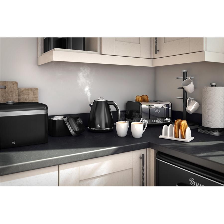 Swan Ensemble de 3 Boites de Rangement Rétro, Capacité de 1 Litre, Noir - Simple Boutique