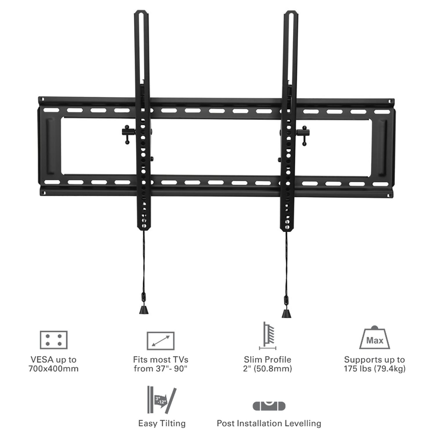 SyncMount - Support Mural TV Inclinable, Pour Écran de 37" à 90", VESA 700x400 UL - Simple Boutique