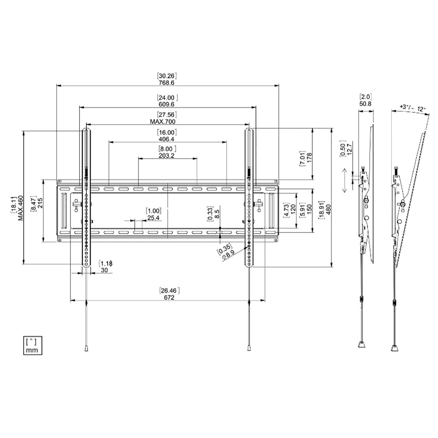 SyncMount - Support Mural TV Inclinable, Pour Écran de 37" à 90", VESA 700x400 UL - Simple Boutique