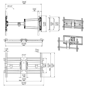 SyncMount - Support Mural pour Téléviseur Full Motion 43"-90" à Double Goujon, VESA 600x400 UL - Simple Boutique